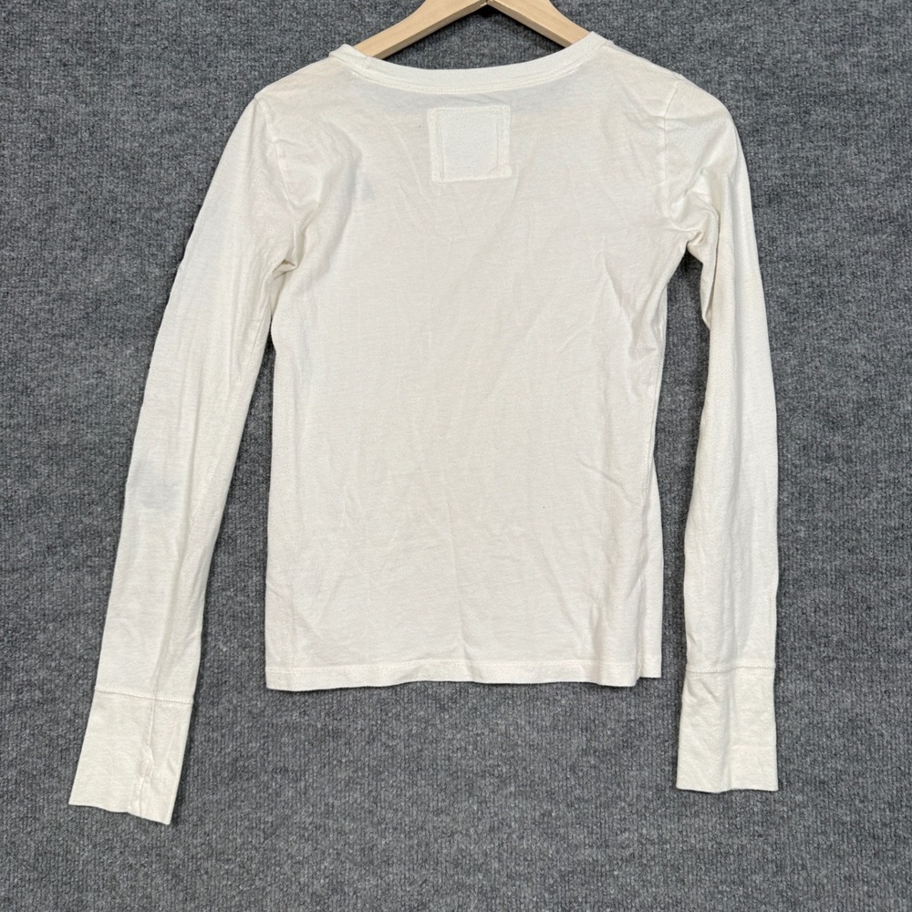 Y2K Abercrombie & Fitch Small T-Shirt White Cotton Logo Crew Neck Long Sleeves - Picture 2 of 10